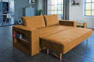 Sofa JULIA 3-Sitzer Velvet Braun - Massivholz - Textil - 253 x 96 x 107 cm