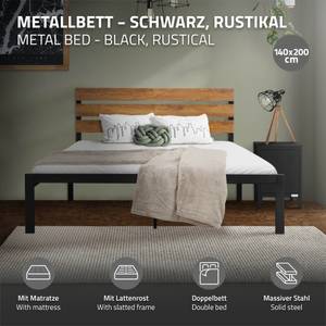 Metallbett mit Matratze 148 x 88 x 205 cm - Mit Lattenrost - Mit Lattenrost & Matratze