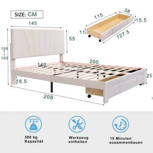 Polsterbett mit Matratze Paul Creme - Mit Kopfteil - Mit Lattenrost & Matratze