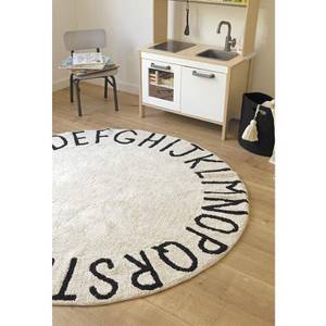 Teppich mit Buchstabenmuster Beige - Naturfaser - Textil - 150 x 2 x 150 cm