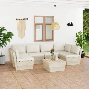 Mobilier de jardin (lot de 7) 3016490-17 Crème - Blanc crème - Blanc