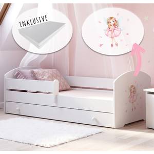 Kinderbett Lukas Pink - Weiß - 85 x 164 cm