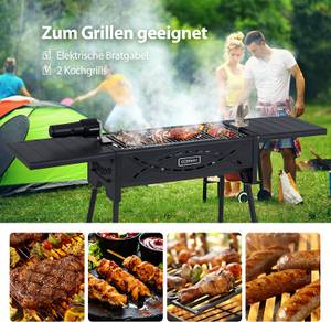 Tragbarer Holzkohlegrill Schwarz - Metall - 41 x 74 x 107 cm