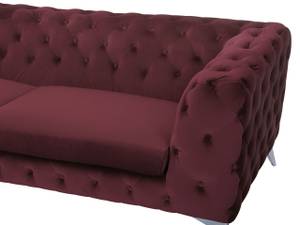 3-Sitzer Sofa SOTRA Burgunderrot - Rot - Silber