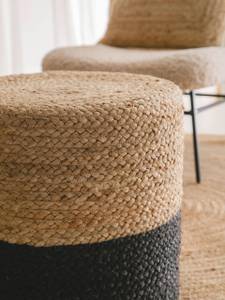 Pouf en jute Jutta Beige - Noir