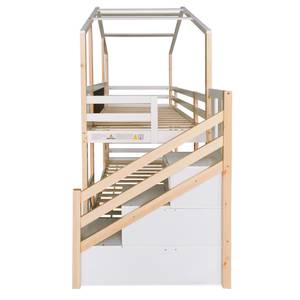 Kinderbett Hausbett Hemera Ⅲ Schwarz - Weiß - Holzwerkstoff - Metall - Massivholz - Holzart/Dekor - 96 x 205 x 245 cm
