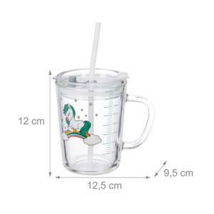 2x verres pour enfant motif de licorne Vert - Blanc - Verre - Matière plastique - 13 x 12 x 10 cm