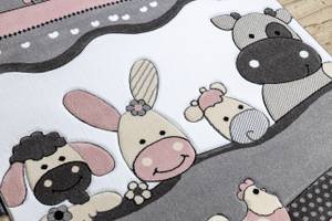 Tapis Petit Farm Ferme Animaux Ros 180 x 270 cm