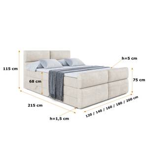 Boxspringbett BOXI3-Z KING Beige - Breite: 180 cm