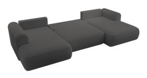 Ovo U-Form-Ecksofa, Schlaffunktion Dunkelgrau - Ecke davorstehend links - Longchair davorstehend rechts - Ottomane davorstehend links