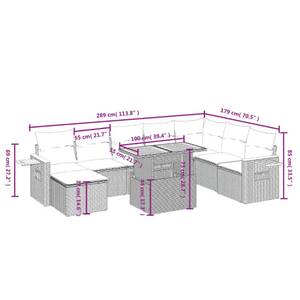 Gartensitzgruppe K968(9-tlg) Schwarz - Massivholz - 69 x 62 x 55 cm