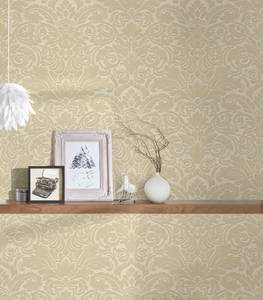 Barocktapete mit Flock Beige