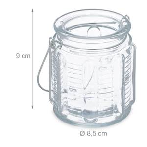 Transparentes Windlicht im 12er Set Silber - Glas - Metall - 10 x 18 x 9 cm