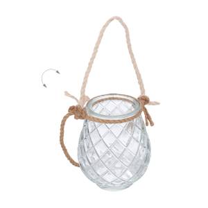 Transparentes Windlicht im 12er Set Braun - Glas - Rattan - 9 x 10 x 9 cm