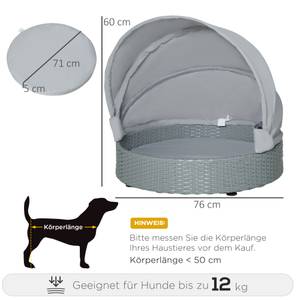 Hundehütte D02-104 Grau - Polyrattan - 76 x 60 x 76 cm