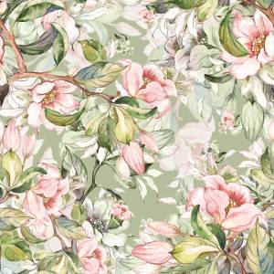 Papier Peint Fleurs FEUILLES Plantes Marron - Gris - Vert - Blanc - Papier - Textile - 53 x 1000 x 1000 cm