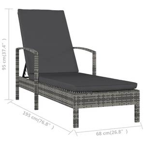 Chaise longue Gris - Matière plastique - Polyrotin - 68 x 95 x 195 cm