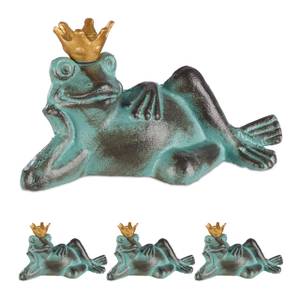 4 x Gartenfigur Froschkönig S Gold - Grün - Metall - 10 x 7 x 5 cm