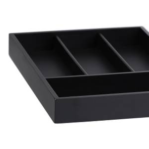 Range-couverts avec 4 compartiments Noir - Bambou - Bois manufacturé - 25 x 4 x 34 cm