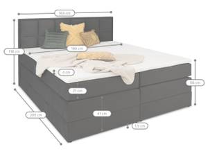 MONTREAL Boxspringbett mit Bettkasten Anthrazit - Breite: 160 cm