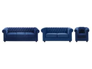 Ensemble canapé fauteuil  CHESTERFIELD Bleu