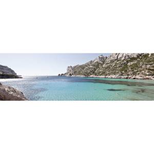 Tableau sur toile calanques Sormiou 30x9 Bleu - Fibres naturelles - 30 x 97 x 4 cm