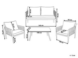 Sitzgruppe LATINA 4-tlg Grau - Weiß - Metall - 145 x 76 x 74 cm