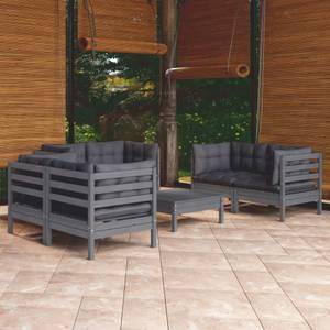 7-tlg. Garten-Lounge-Set mit Kissen Grau