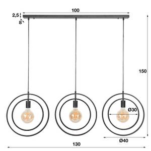 Pendelleuchte Turn Around 3L Grau - Metall - 30 x 150 x 130 cm