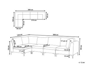Canapé d'angle EVJA Rose foncé - 300 x 150 cm - Accoudoir monté à gauche (vu de face) - Angle à droite (vu de face)