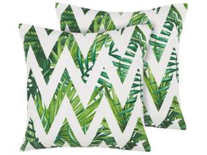 Coussin d'extérieur BRENTO Vert - Blanc - Textile - 45 x 12 x 45 cm