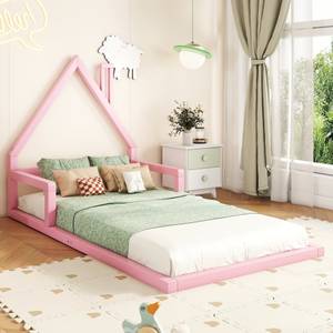 Kinderbett Julian Pink - Holzwerkstoff - Massivholz - 107 x 107 x 209 cm