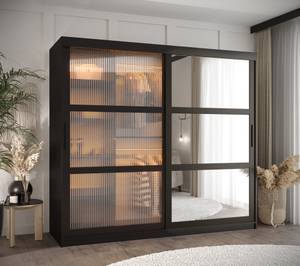 ARMOIRE À PORTES COULISSANTES FLUTES Largeur : 200 cm - Noir