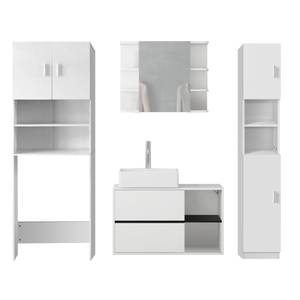 Meuble de salle de bains Hochschrank Blanc - Bois manufacturé - 39 x 17 x 105 cm