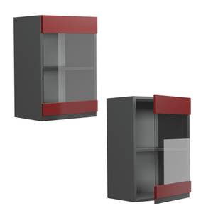 meuble de cuisine haut vitré R-Line Anthracite - Rouge