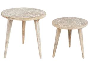 Ensemble table et chaises UDAY Marron - Blanc - Bois massif - 35 x 35 x 35 cm