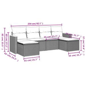 Gartensitzgruppe K4693(6-tlg) Schwarz - Massivholz - 69 x 62 x 55 cm