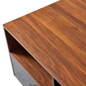 Table basse avec poignée cuir PU Marron - Bois manufacturé - En partie en bois massif - 107 x 46 x 107 cm