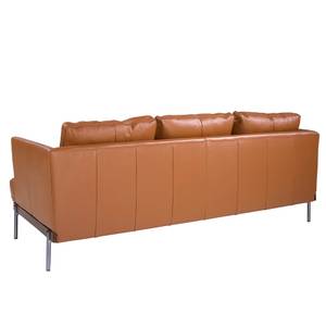 3-Sitzer-Sofa aus Leder mit Stahlbeinen Braun - Echtleder - Textil - 214 x 87 x 93 cm