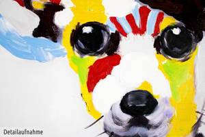 Acrylbild handgemalt Der Hundeblick Massivholz - Textil - 80 x 80 x 4 cm