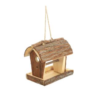 Holz Vogelfutterhaus zum Aufhängen Braun - Holzwerkstoff - 14 x 18 x 20 cm