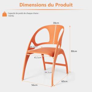 Chaises de Salle WO76936(lot de 2) Orange - Matière plastique - 60 x 80 x 56 cm