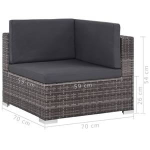 Garten-Sofagarnitur Grau - Metall - Polyrattan - 74 x 26 x 74 cm