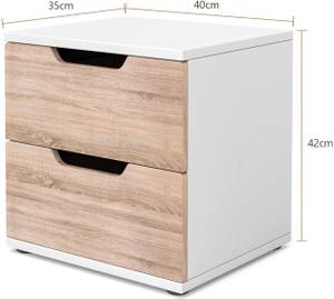 Nachttisch mit 2 Schubladen Weiß - Holzwerkstoff - 35 x 42 x 40 cm