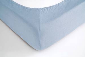 Jersey 90x200 - 100x200 Spannbettlaken Blau - Textil - 100 x 32-23 x 200 cm