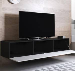Hängendes TV-Schrank Luke H2 Schwarz - Weiß - Holzwerkstoff - 160 x 30 x 40 cm
