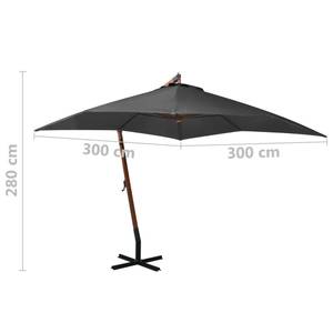 Parasol suspendu 3005780 Gris - Métal - Bois massif - 300 x 280 x 300 cm