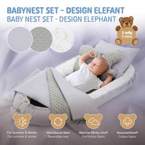 Babynestchen Set 5 teilig Hellgrau