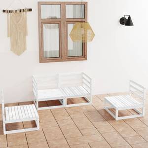 Garten-Lounge-Set (4-teilig) 3009891-1 Weiß - Massivholz - Holzart/Dekor - 70 x 67 x 70 cm