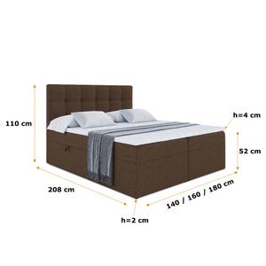 Boxspringbett MARCE Braun - Breite: 160 cm - H3